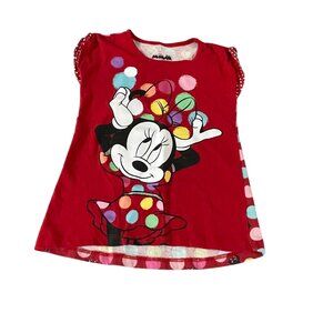 Disney Minnie Mouse Red Polka Dot Girls Dress 5T Cotton/Polyester Blend #G-7-9-1